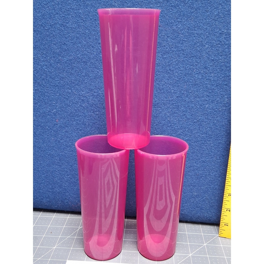 Tupperware Tumbler Set Dark Pink Translucent 16oz 470ml Plastic Cups 5107H 2